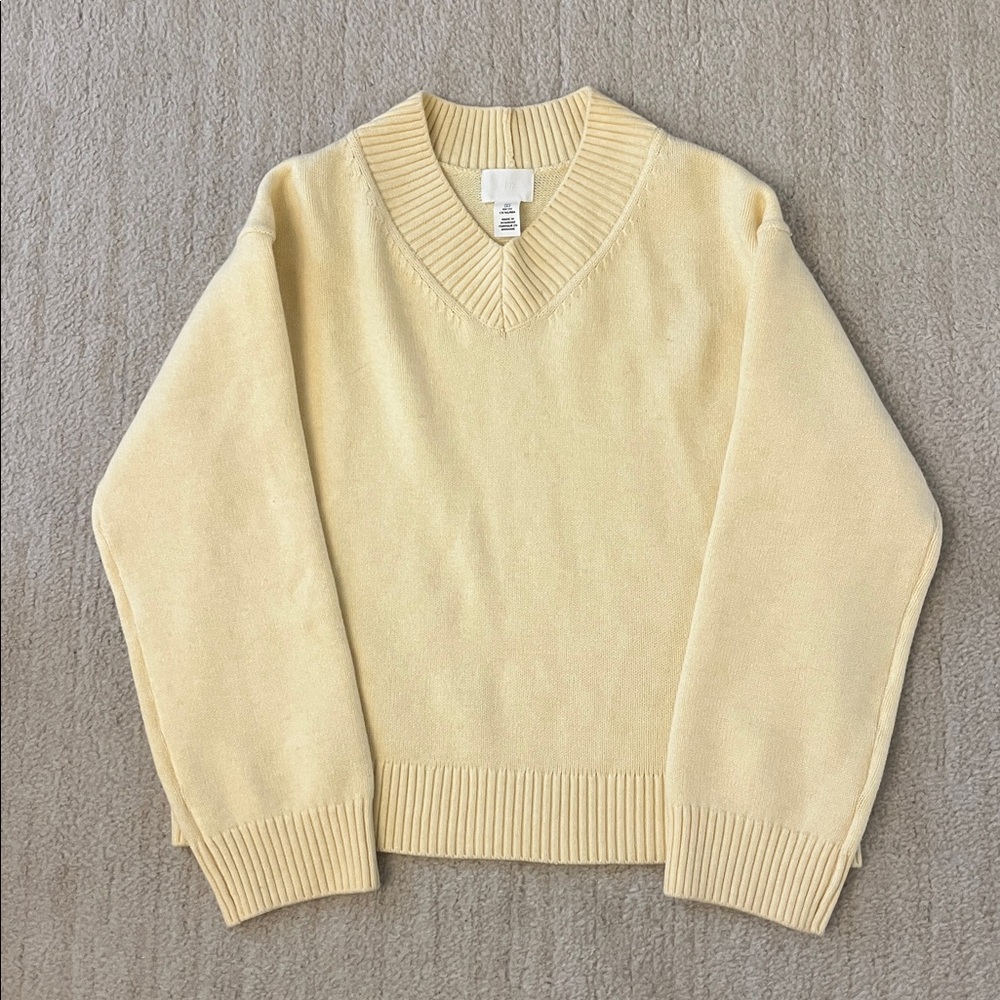 Pale yellow v neck sweater